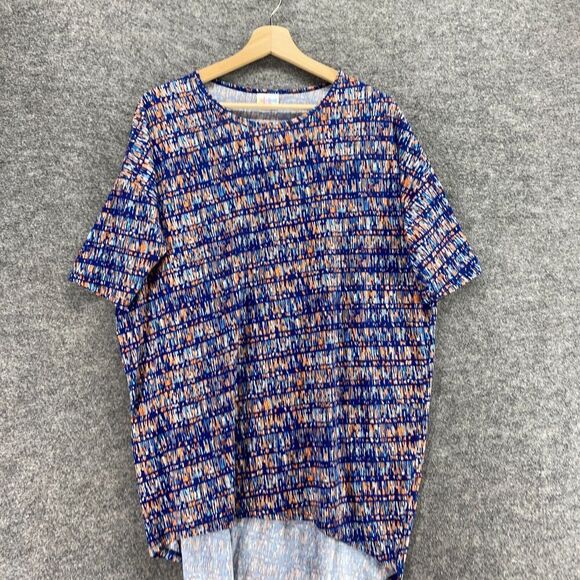 LulaRoe T-Shirt Women S Small Blue Striped Short Sleeve Round Neck Pullover - Picture 3 of 9